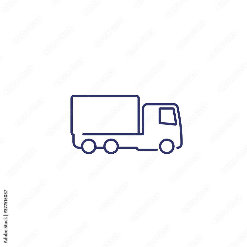 truck or lorry icon, line vector