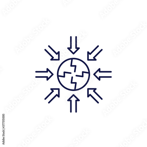 negative impact line icon on white