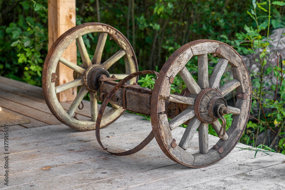 Wooden whells in old shed