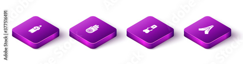 Set Isometric Monk, Jainism or Jain Dharma, Priest and Hands praying position icon. Vector.