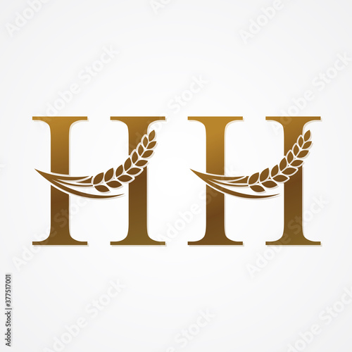 Gold Letter with Rice  for logo design vector.