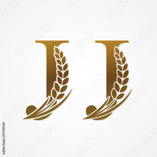 Gold Letter with Rice  for logo design vector.