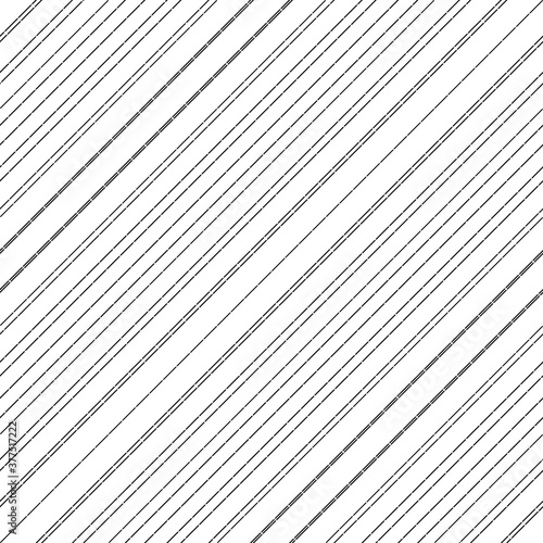 Diagonal thin dashed black lines abstract on white background. Seamless surface pattern with linear ornament. Angled broken strokes motif. Slanted pinstripes. Striped digital paper for print. Dashes.