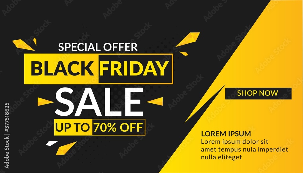 Fototapeta Black friday discount banner, flayer, poster template promotion. vector illustrasion