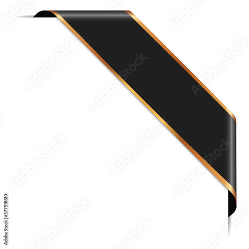 black corner ribbon banner with gold frames on white background Free Download black corner ribbon banner with gold frames on white background - GFXLoad