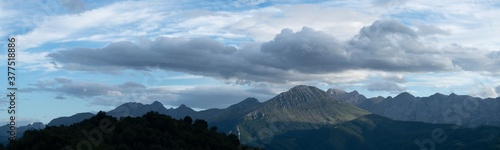 Landscape climbing to the top of El Gamoniteiro  in the Las Ubi  as-La Mesa Natural Park. Asturias. Spain.Europe