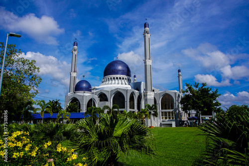 view of Kubang Kerian town in Kota Bharu. Looking over Sultan Ismail Petra Mosque and Pasir Hor - Kubang Kerian interchange bridge. photo