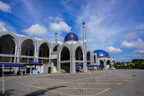 view of Kubang Kerian town in Kota Bharu. Looking over Sultan Ismail Petra Mosque and Pasir Hor - Kubang Kerian interchange bridge.