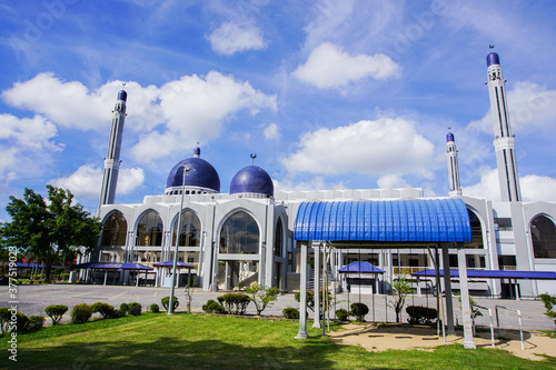view of Kubang Kerian town in Kota Bharu. Looking over Sultan Ismail Petra Mosque and Pasir Hor - Kubang Kerian interchange bridge.