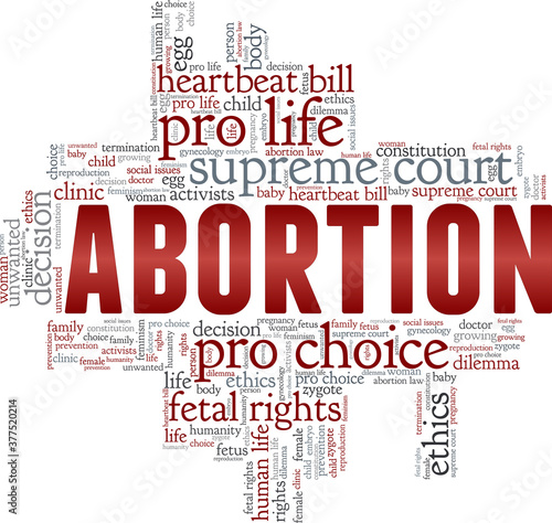 Abortion vector illustration word cloud isolated on a white background.