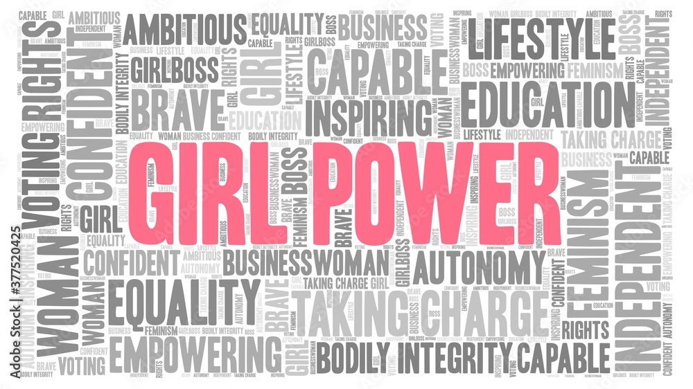 Girl power vector illustration word cloud isolated on a white background. Girl power vector illustration word cloud isolated on a white background.