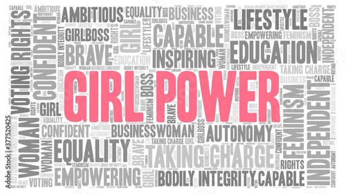 Girl power vector illustration word cloud isolated on a white background.