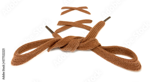 knotted shoelace on a white background