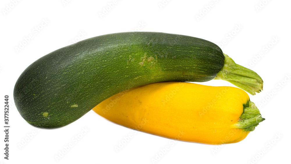 green and yellow zucchini on a white background green and yellow zucchini on a white background