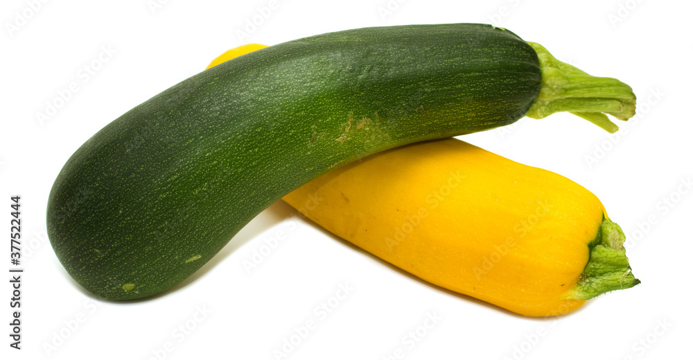 green and yellow zucchini on a white background green and yellow zucchini on a white background