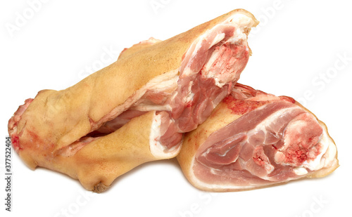 Fresh pork knuckle on a white background for Eisbein