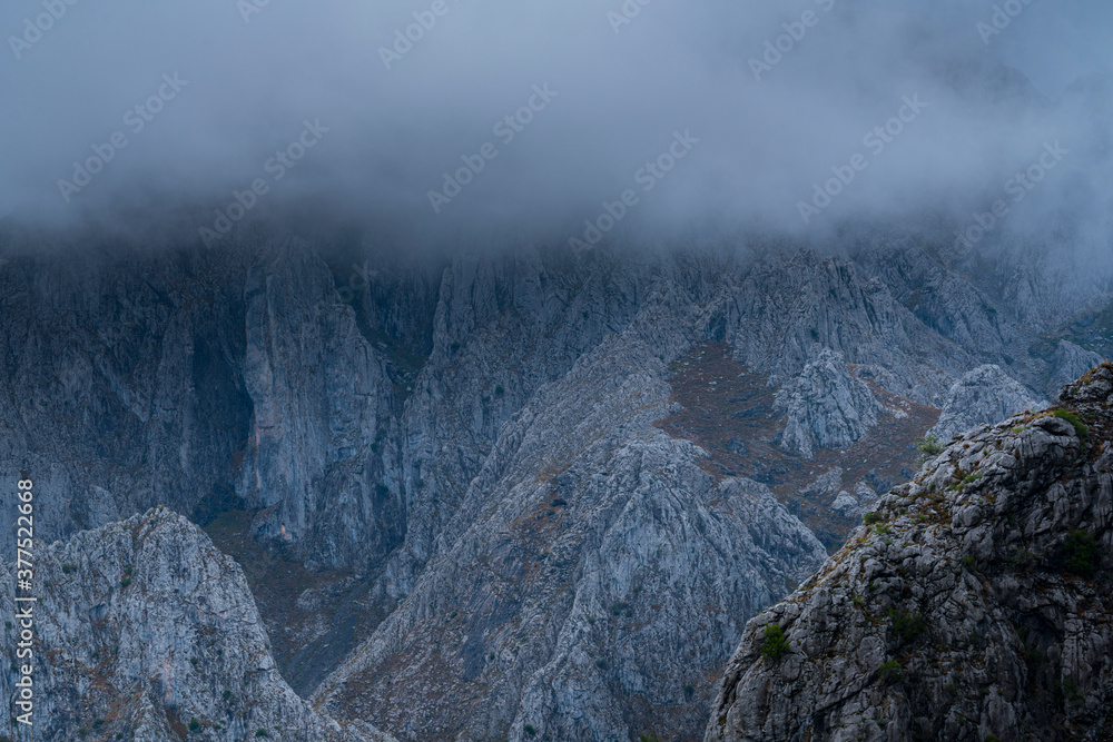Foggy landscape in the Babia y Luna Natural Park in the province of Leon. Autonomous Community of Castilla y Leon, Spain, Europe