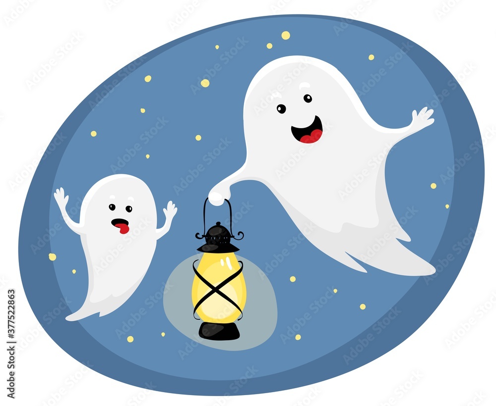 Funny ghosts. Funny vector illustration, Halloween card. Funny ghosts. Funny vector illustration, Halloween card.