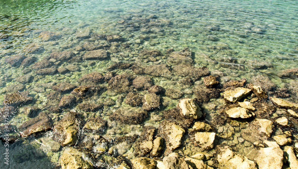 Reefs in transparent azure water
