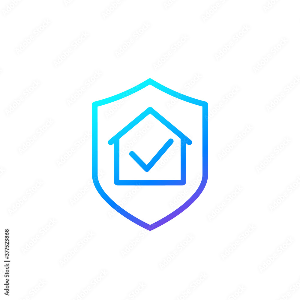 house insurance line icon on white, vector house insurance line icon on white, vector