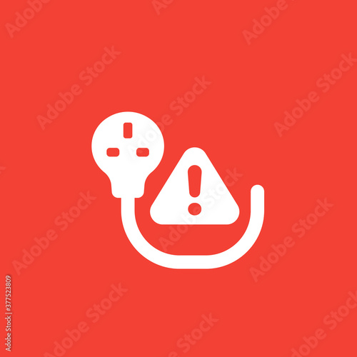 electric plug and warning symbol, vector icon