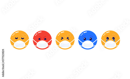 emoji in mask, emoticons vector icons