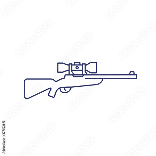 Hunting rifle with optical sight  sniper rifle line icon