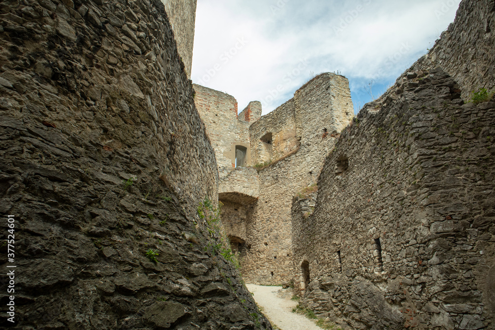 Inside walls of a medieval stronghold