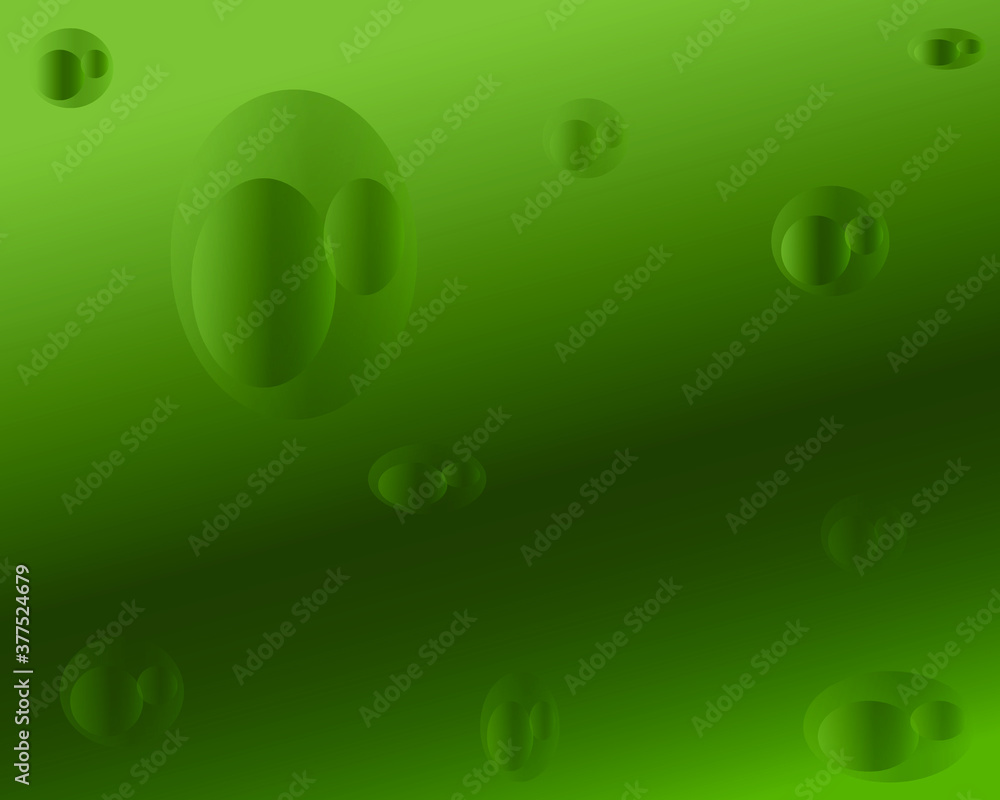Vector bubbles green color on green gradient color background