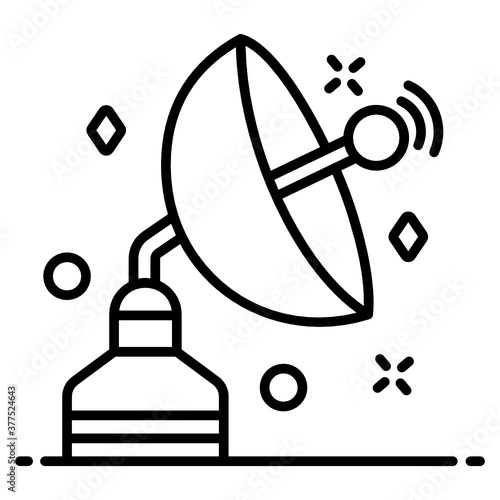 
An editable vector style of parabolic dish, broadcasting satellite 
