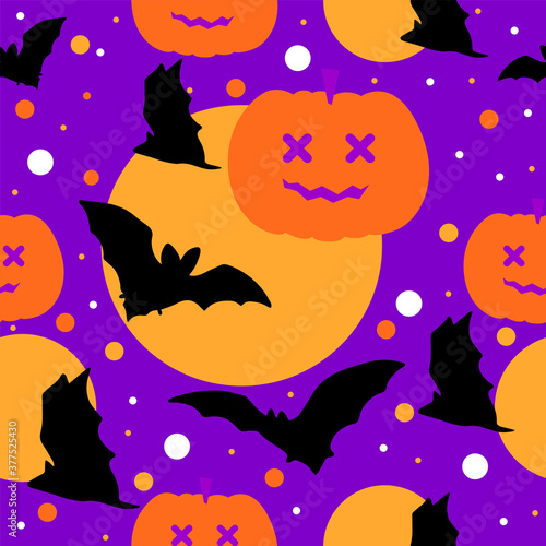 Happy halloween night seamless pattern background. Halloween art for design halloween party invitation  children t-shirt print  wallpaper  greeting gift card  wrapping paper etc.