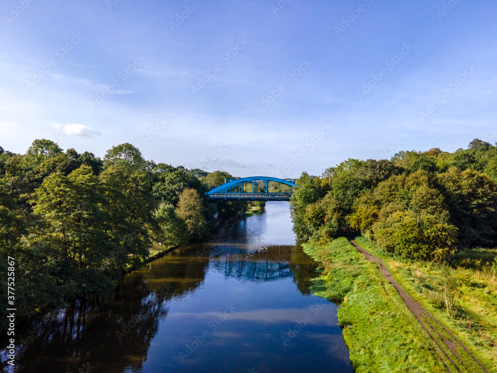 Fototapeta premium The Hartford Bridge, or Blue Bridge, is a single-span road bridge crossing the River Weaver at Hartford, Cheshire in England