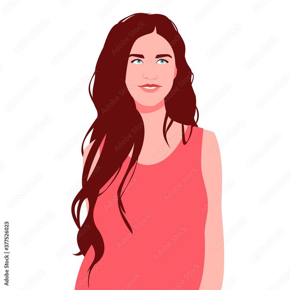 Portrait of a natural brunette with long hair in a dress Portrait of a natural brunette with long hair in a dress