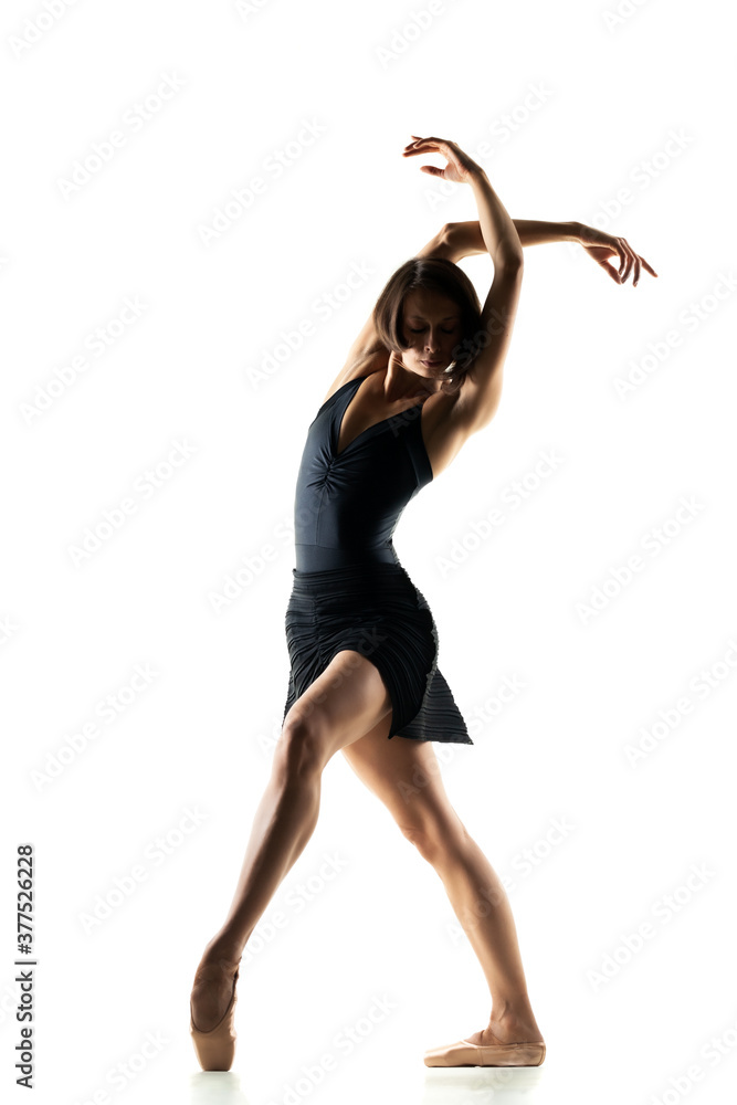 female ballet dancer posing on white background female ballet dancer posing on white background