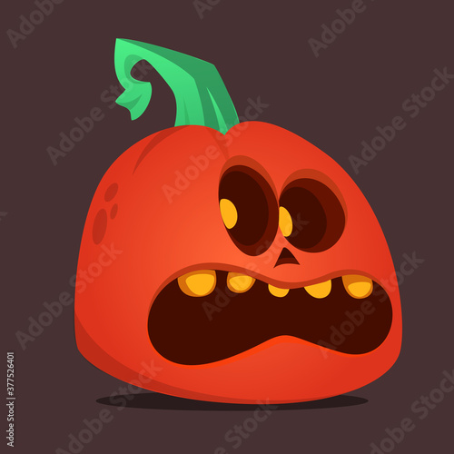 Cartoon funny halloween pumpkin head isolated on white background. Vector illustration
