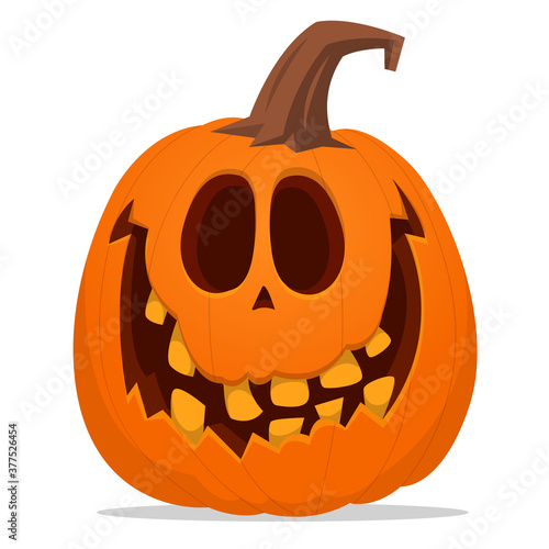 Cartoon  funny  halloween pumpkin head isolated on white background. Vector illustration