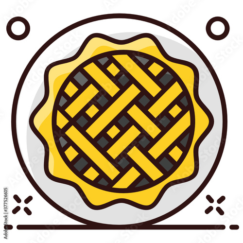 
Apple pie vector style, sweet baked apple dish 
