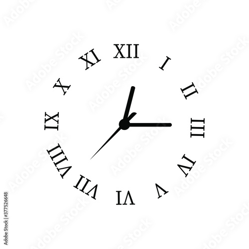 clock roman numeral on white background