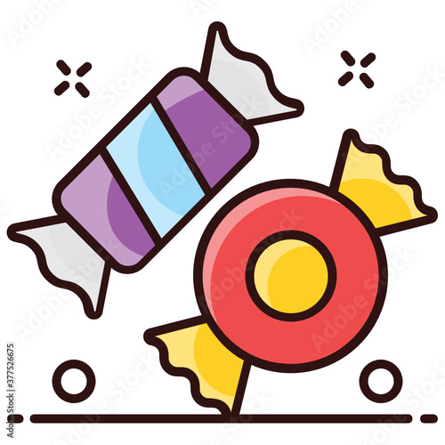 
Wrapped sweet candies, confectionery item in modern style 
