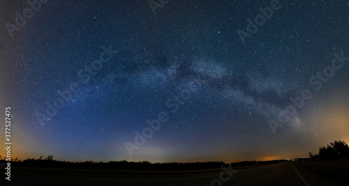 Milky Way panorama and road