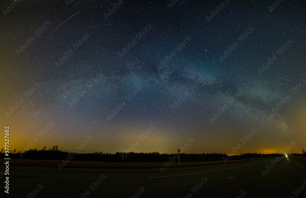 Milky Way panorama and road Milky Way panorama and road