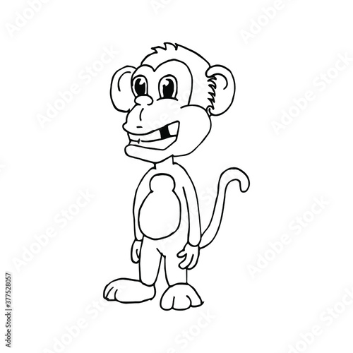 Vector illustration of cartoon monkey. Coloring page.