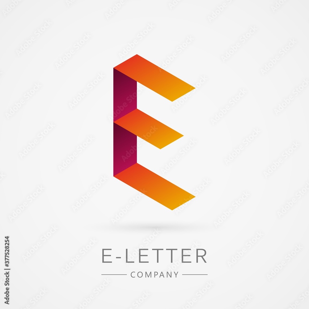 Bright color isometric E letter Bright color isometric E letter