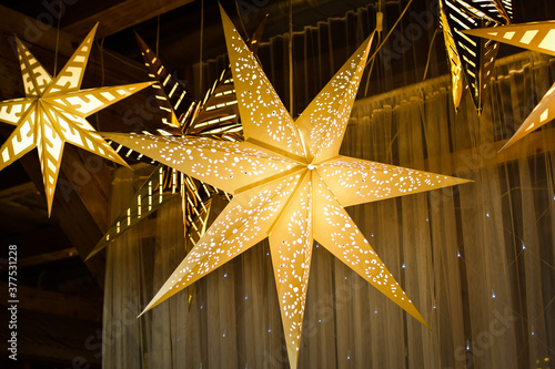  Shining star decorations as Christmas decorations