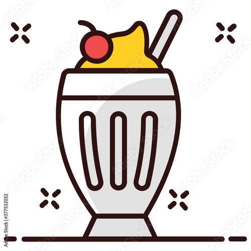 
Ice cream shake icon design, summer drink in editable style 
