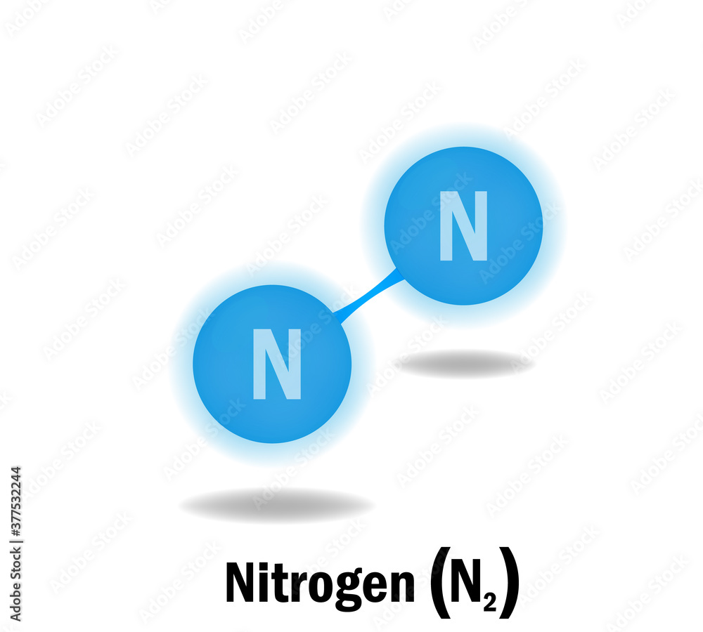 vector illustration of a nitrogen atom, on a white background with the inscription below, suitable for textbooks vector illustration of a nitrogen atom, on a white background with the inscription below, suitable for textbooks