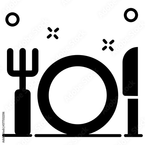 
An icon design of dine in, vector of tableware in modern flat style 
