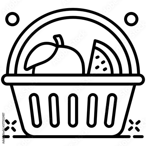
Organic fruit basket design, vector of food container in editable style 

