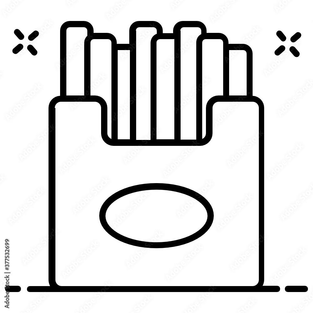 Obraz premium Potato fries vector style, fast food vector, fries pack concept style 