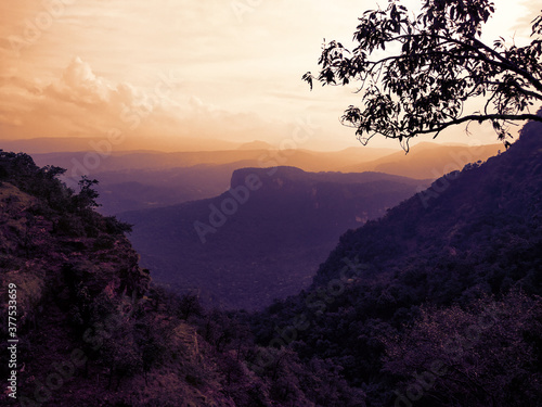 Chauragarh scenic view of satpura mountain range in Pachmarhi hill station .